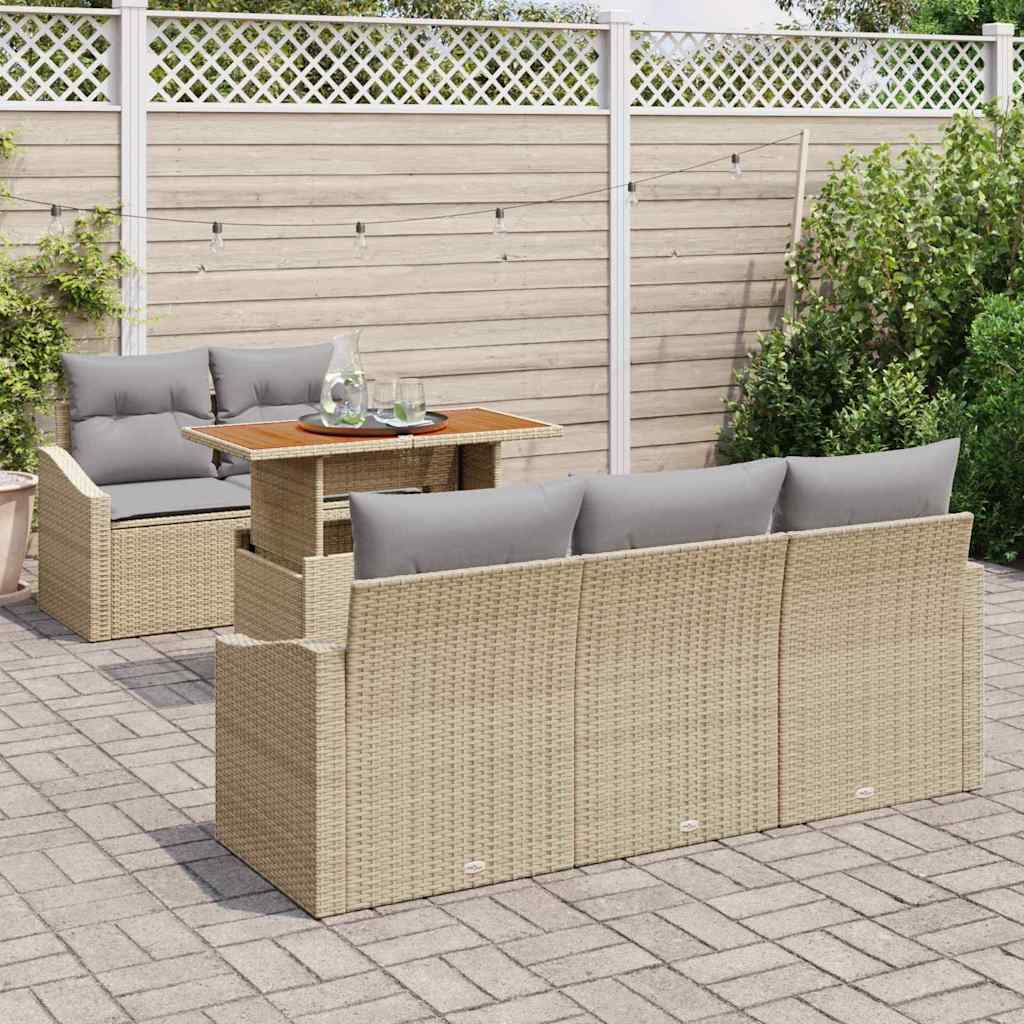 Kerti Kanapé Szett tárolóval 6 pcs Bézs Poli rattan