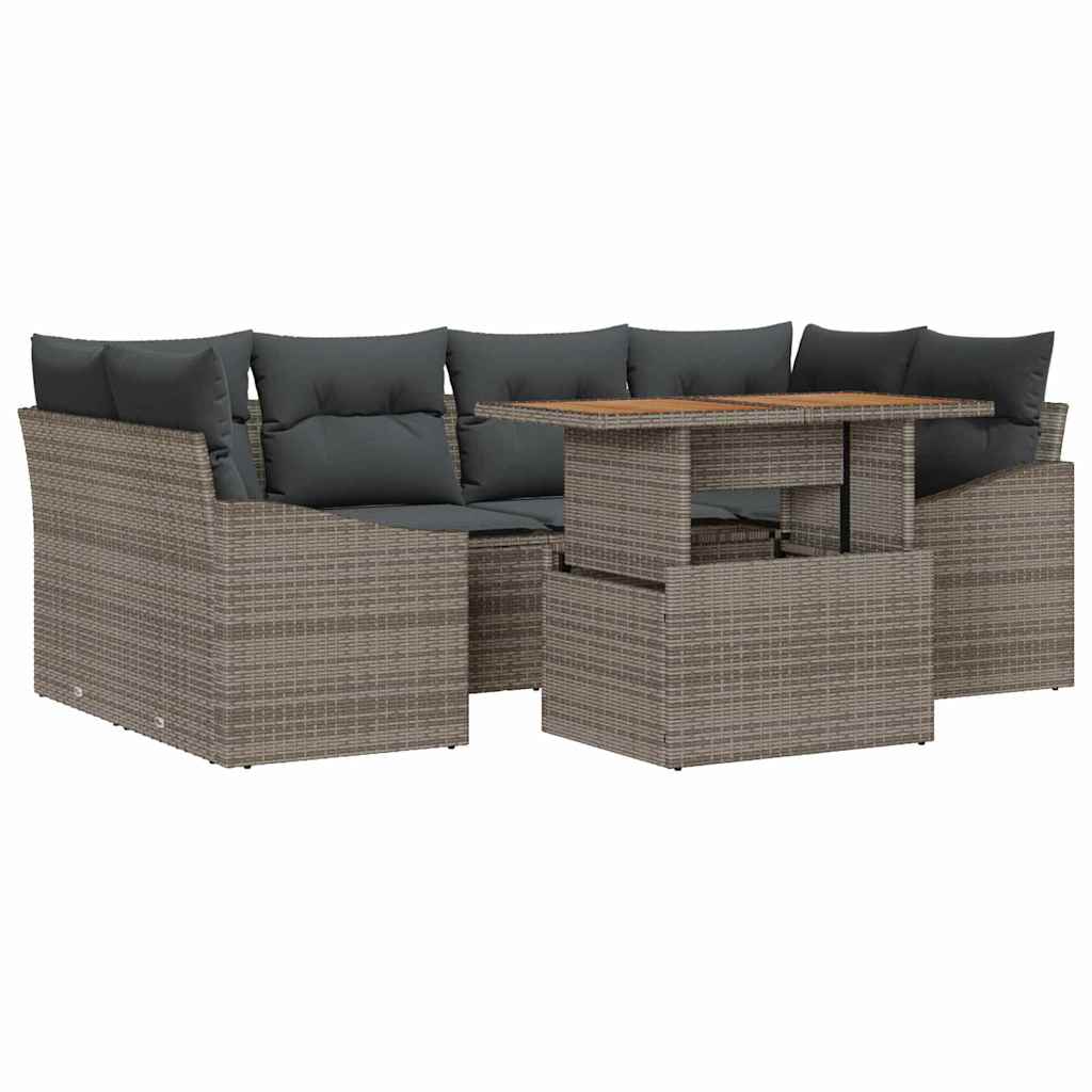 Kerti Kanapé Szett tárolóval 7 pcs Szürke Poli rattan