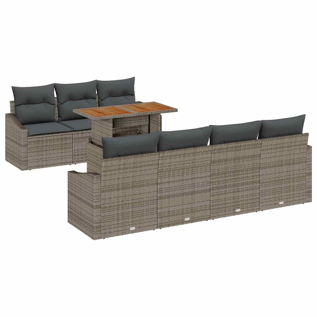 Kerti Kanapé Szett tárolóval 8 pcs Szürke Poli rattan