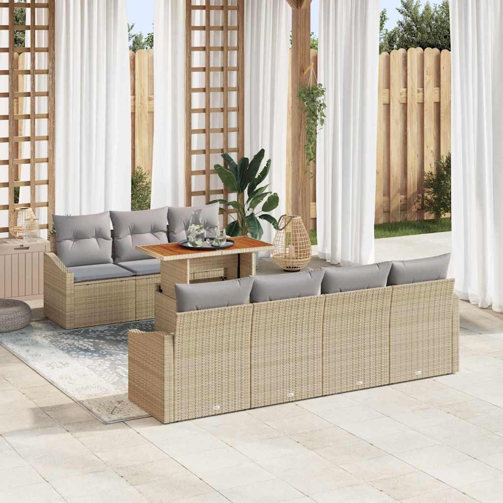 Kerti Kanapé Szett tárolóval 8 pcs Bézs Poli rattan
