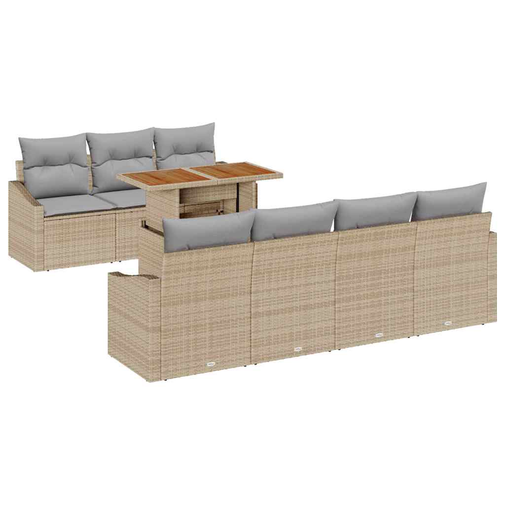 Kerti Kanapé Szett tárolóval 8 pcs Bézs Poli rattan