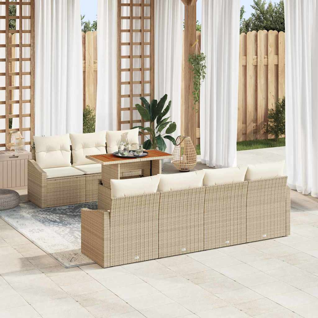 Kerti Kanapé Szett tárolóval 8 pcs Bézs Poli rattan
