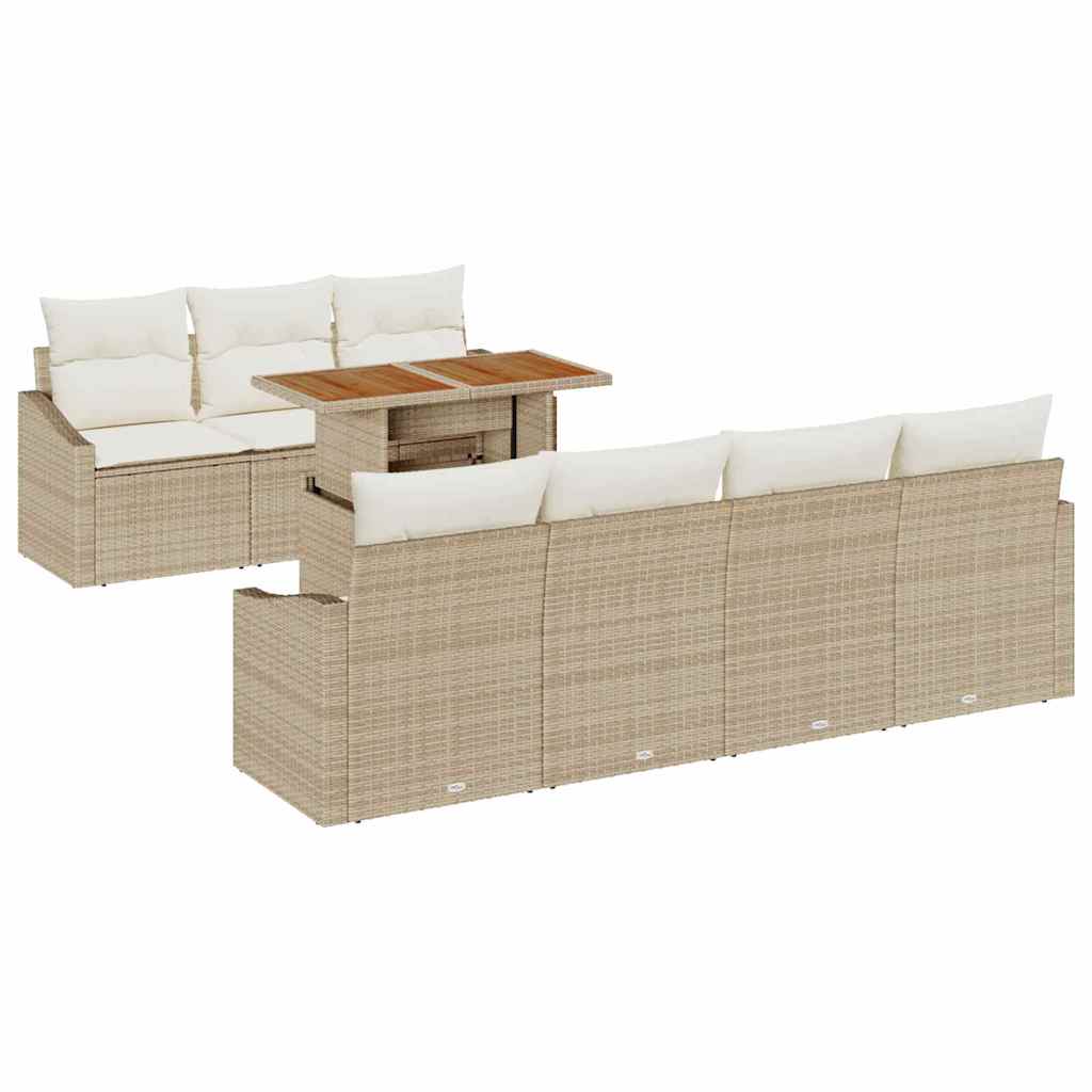 Kerti Kanapé Szett tárolóval 8 pcs Bézs Poli rattan