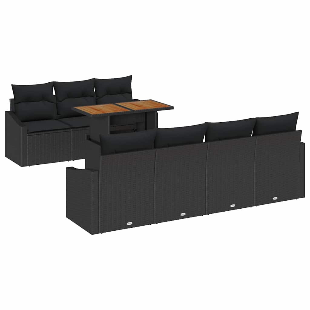 Kerti Kanapé Szett tárolóval 8 pcs Fekete Poli rattan