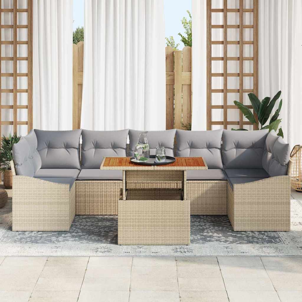 Kerti Kanapé Szett tárolóval 8 pcs Beige és Világosszürke