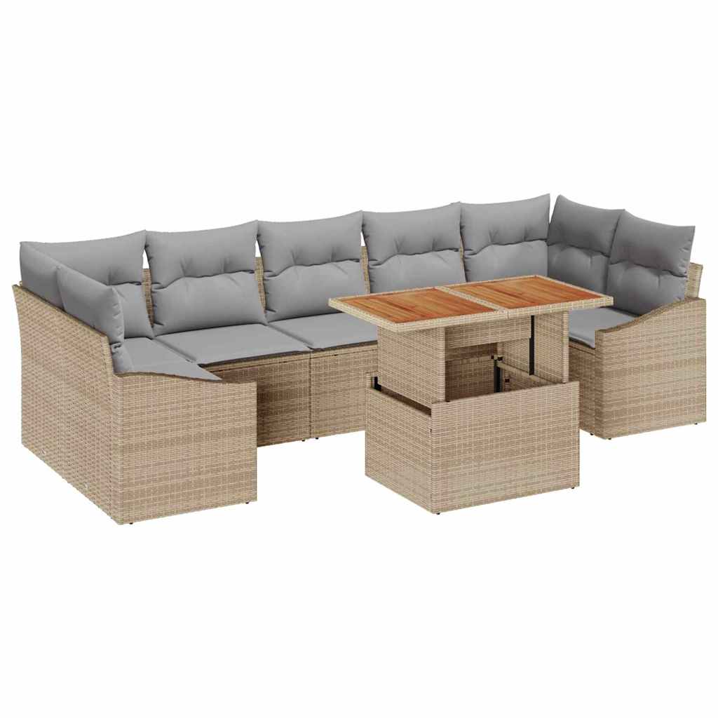 Kerti Kanapé Szett tárolóval 8 pcs Beige és Világosszürke