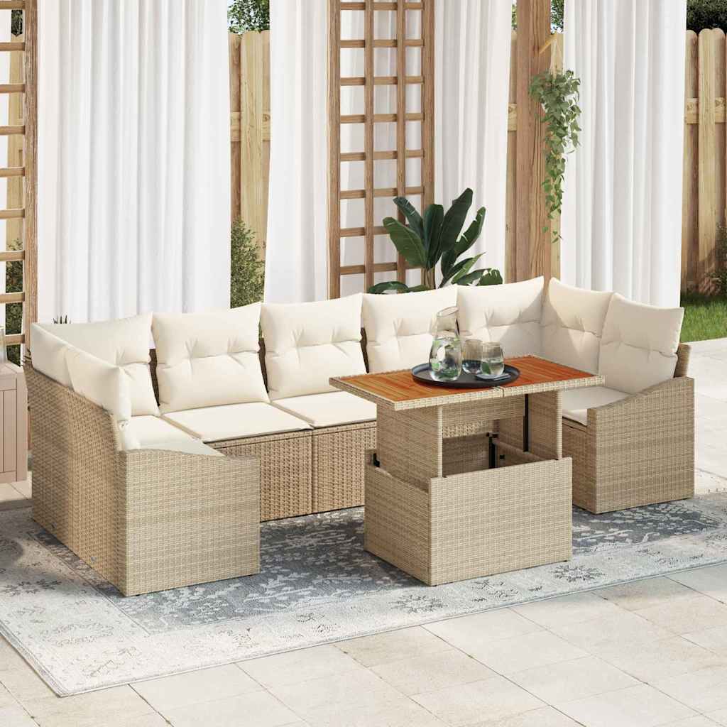 Kerti Kanapé Szett párnával tárolóval 8 pcs Beige és krém