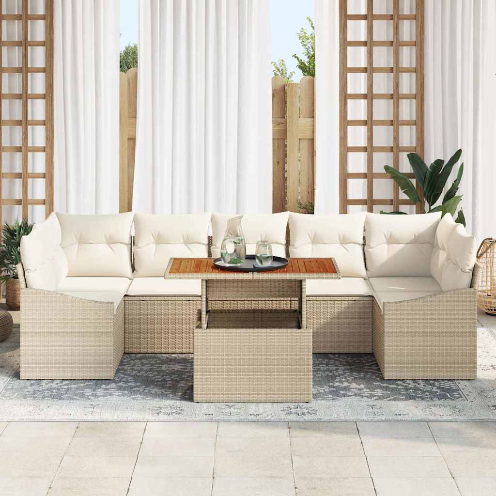 Kerti Kanapé Szett párnával tárolóval 8 pcs Beige és krém