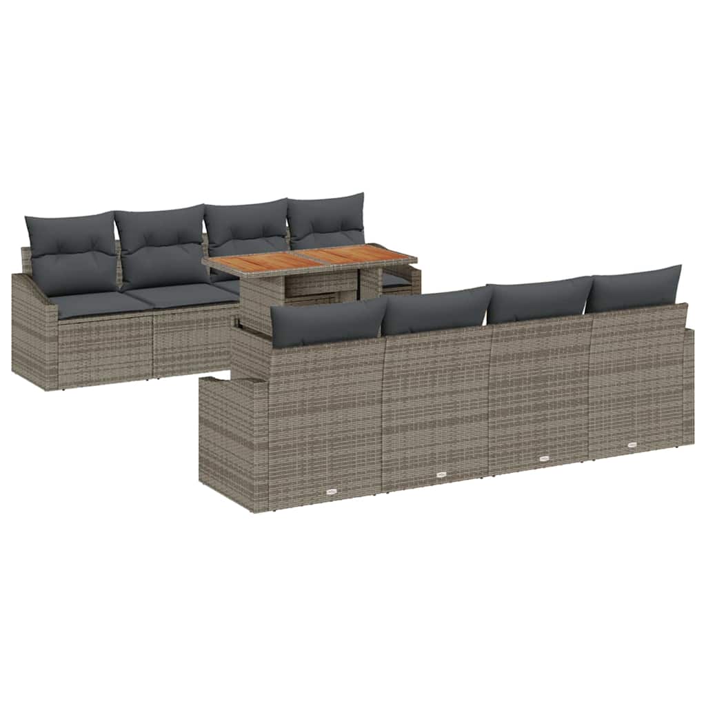 Kerti Kanapé Szett tárolóval 9 pcs Szürke Poli rattan