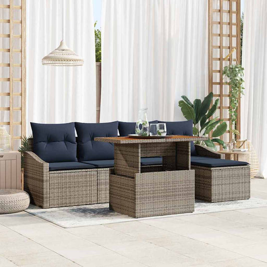 Kerti Kanapé Szett tárolóval 6 pcs Szürke Poli rattan