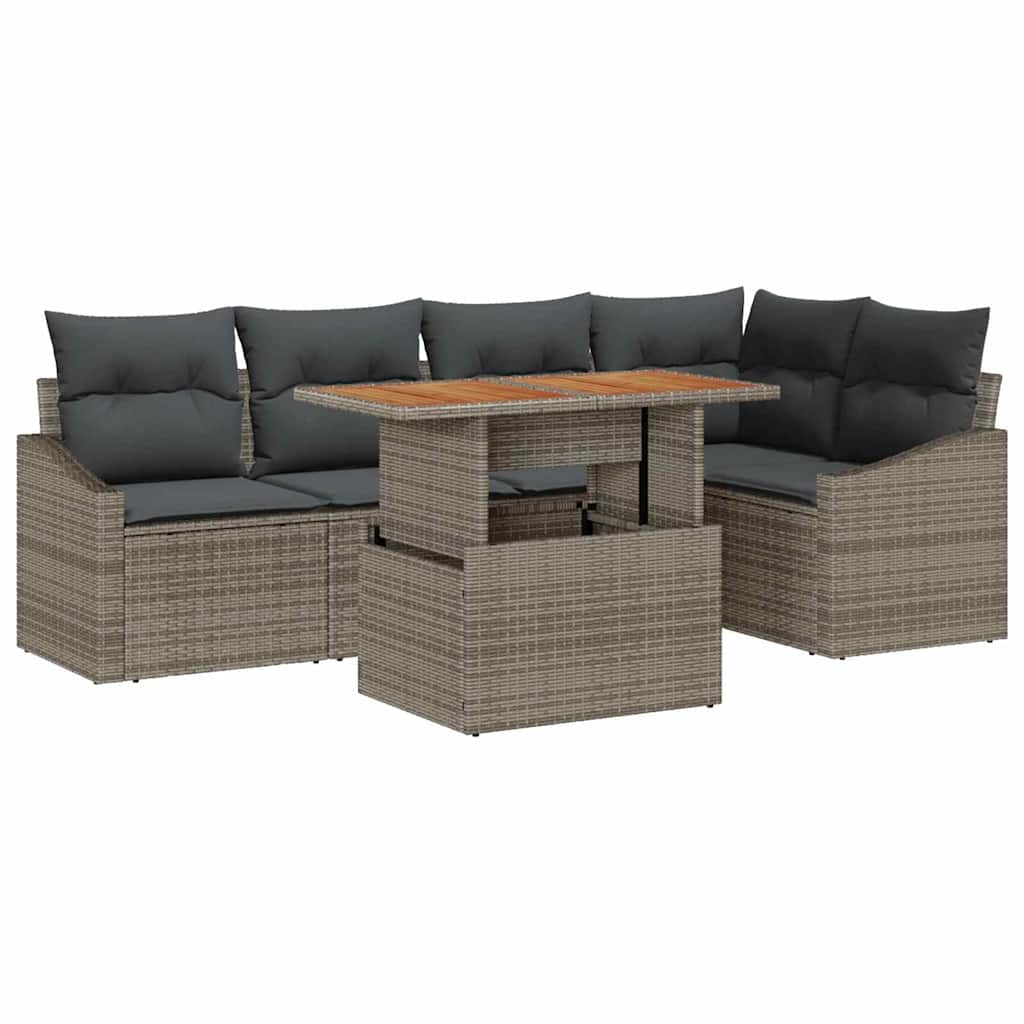 Kerti Kanapé Szett tárolóval 6 pcs Szürke Poli rattan