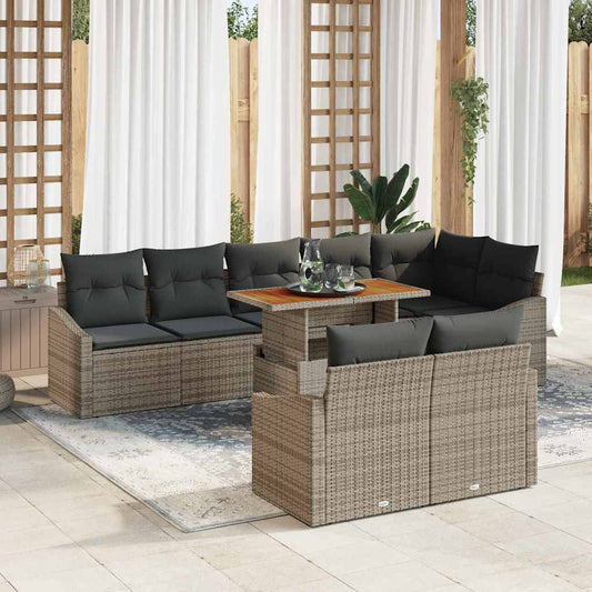 Kerti Kanapé Szett tárolóval 9 pcs Szürke Poli rattan