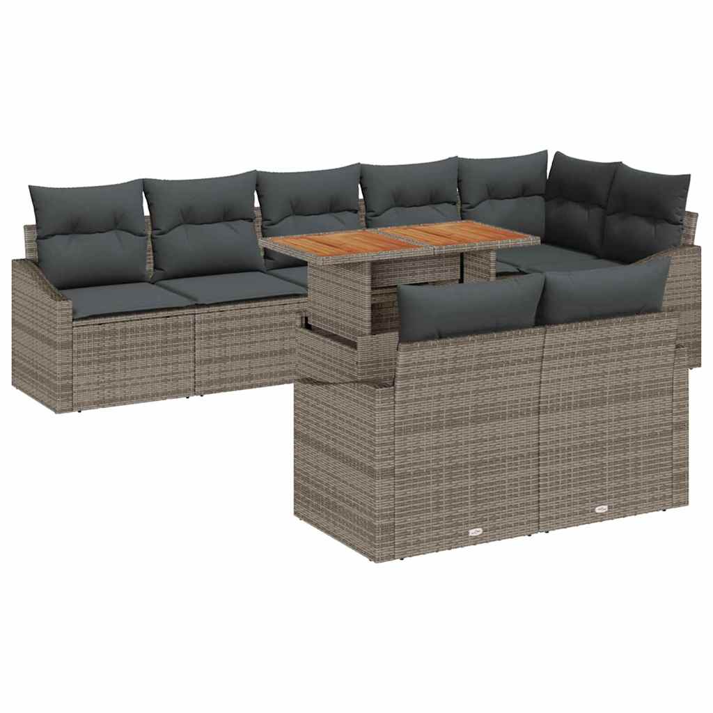 Kerti Kanapé Szett tárolóval 9 pcs Szürke Poli rattan