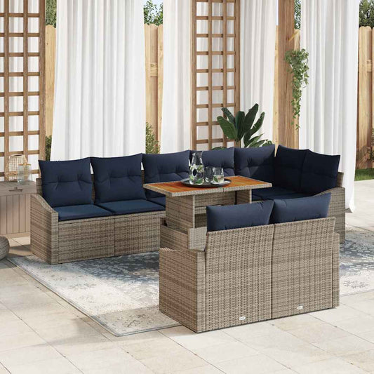 Kerti Kanapé Szett tárolóval 9 pcs Szürke Poli rattan