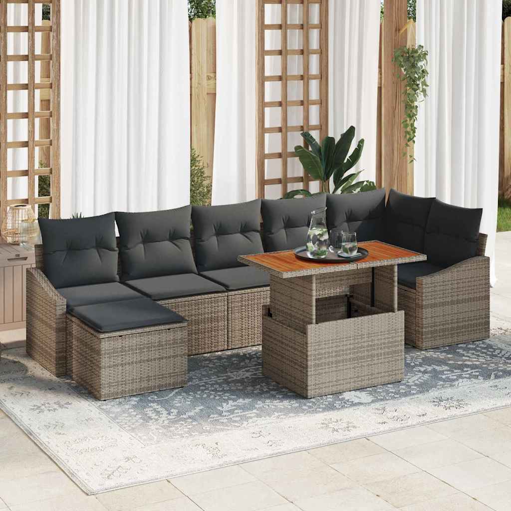 Kerti Kanapé Szett tárolóval 8 pcs Szürke Poli rattan