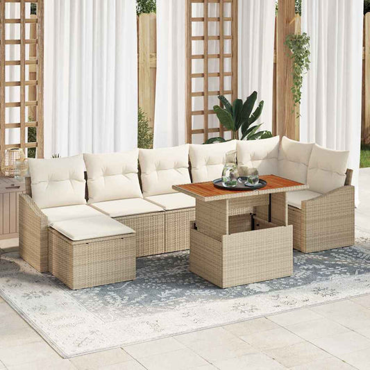 Kerti Kanapé Szett tárolóval 8 pcs Bézs Poli rattan