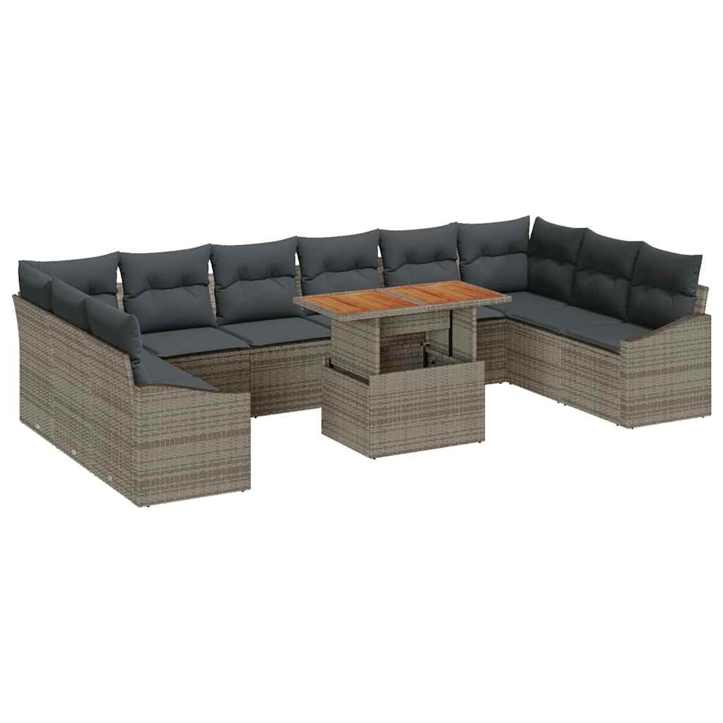 Kerti Kanapé Szett tárolóval 11 pcs Szürke Poli rattan