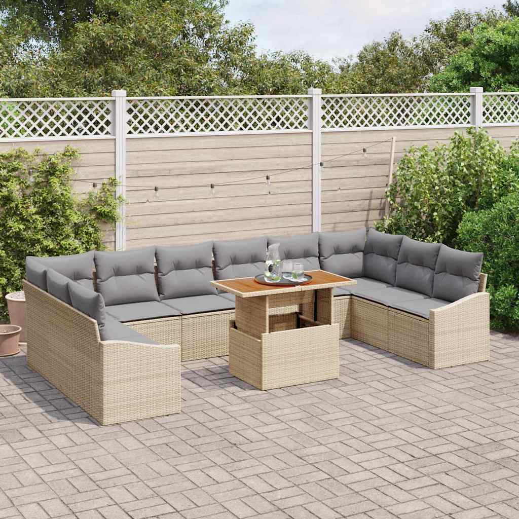 Kerti Kanapé Szett tárolóval 11 pcs Bézs Poli rattan