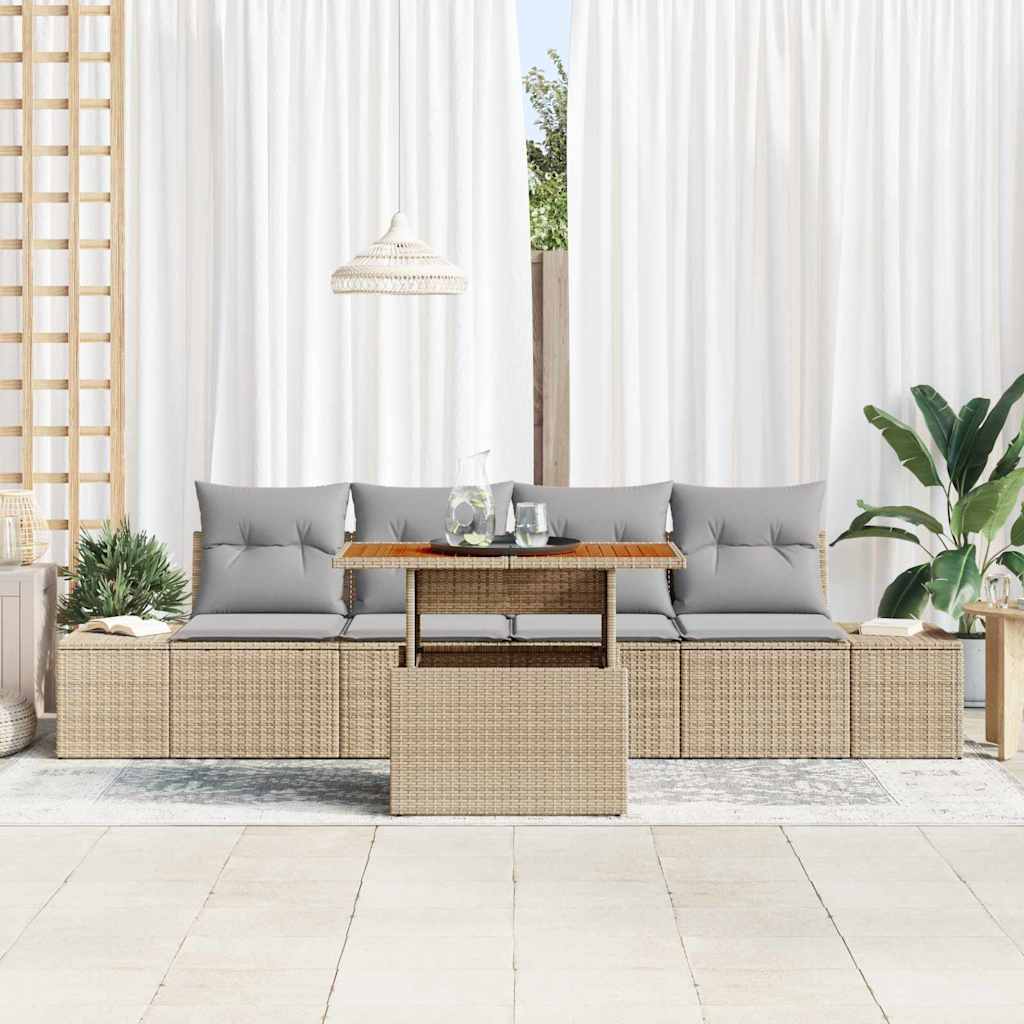Kerti Kanapé Szett tárolóval 5 pcs Bézs Poli rattan