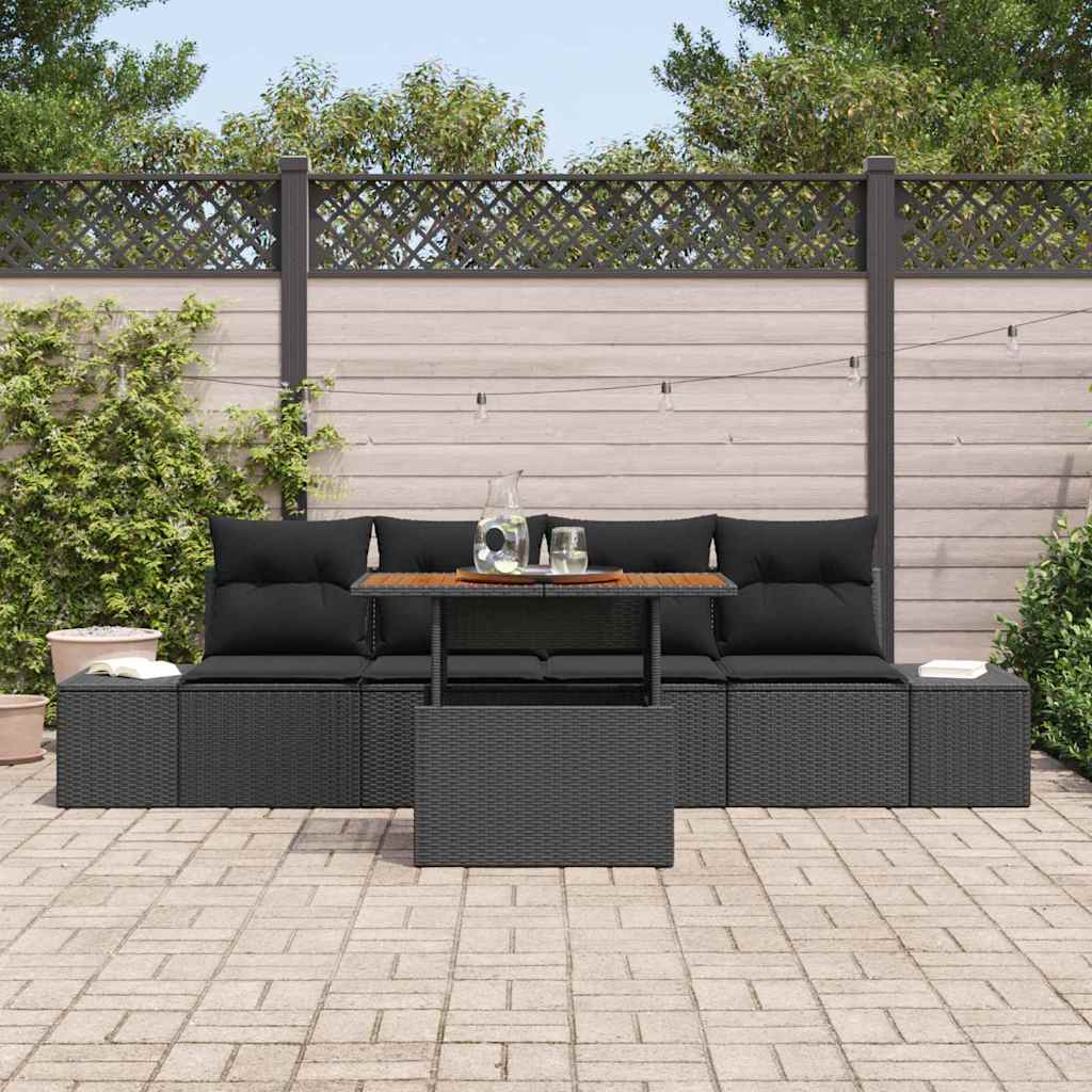 Kerti Kanapé Szett tárolóval 5 pcs Fekete Poli rattan