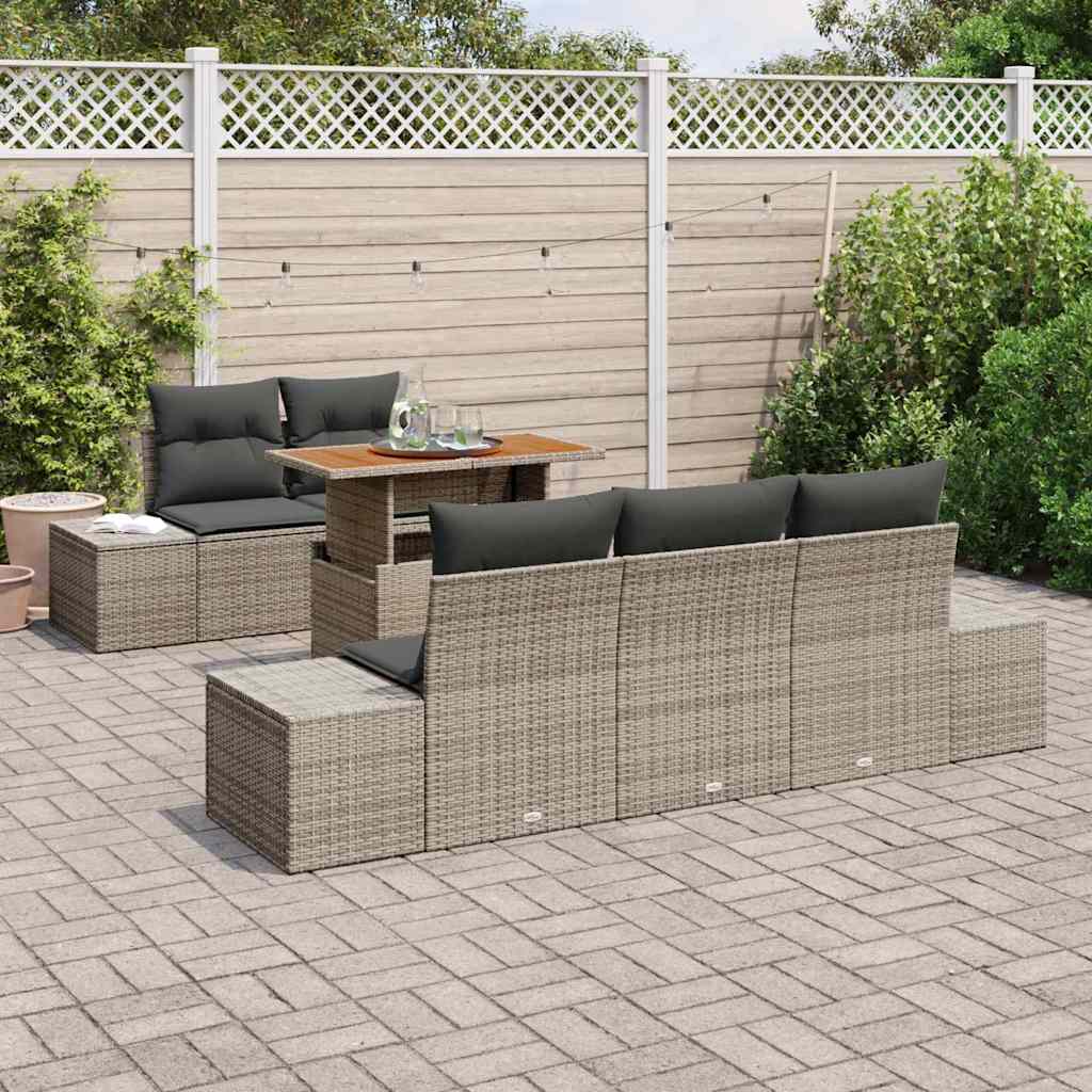 Kerti Kanapé Szett tárolóval 6 pcs Szürke Poli rattan