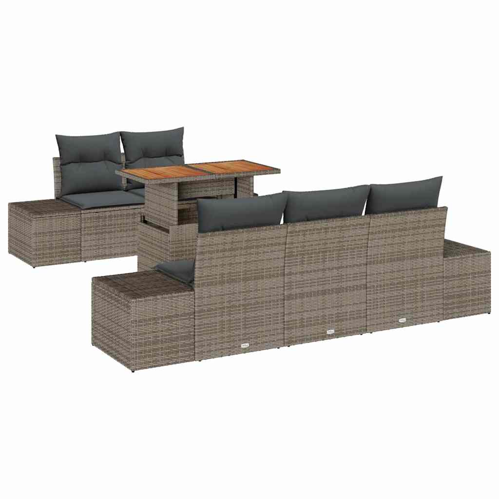 Kerti Kanapé Szett tárolóval 6 pcs Szürke Poli rattan