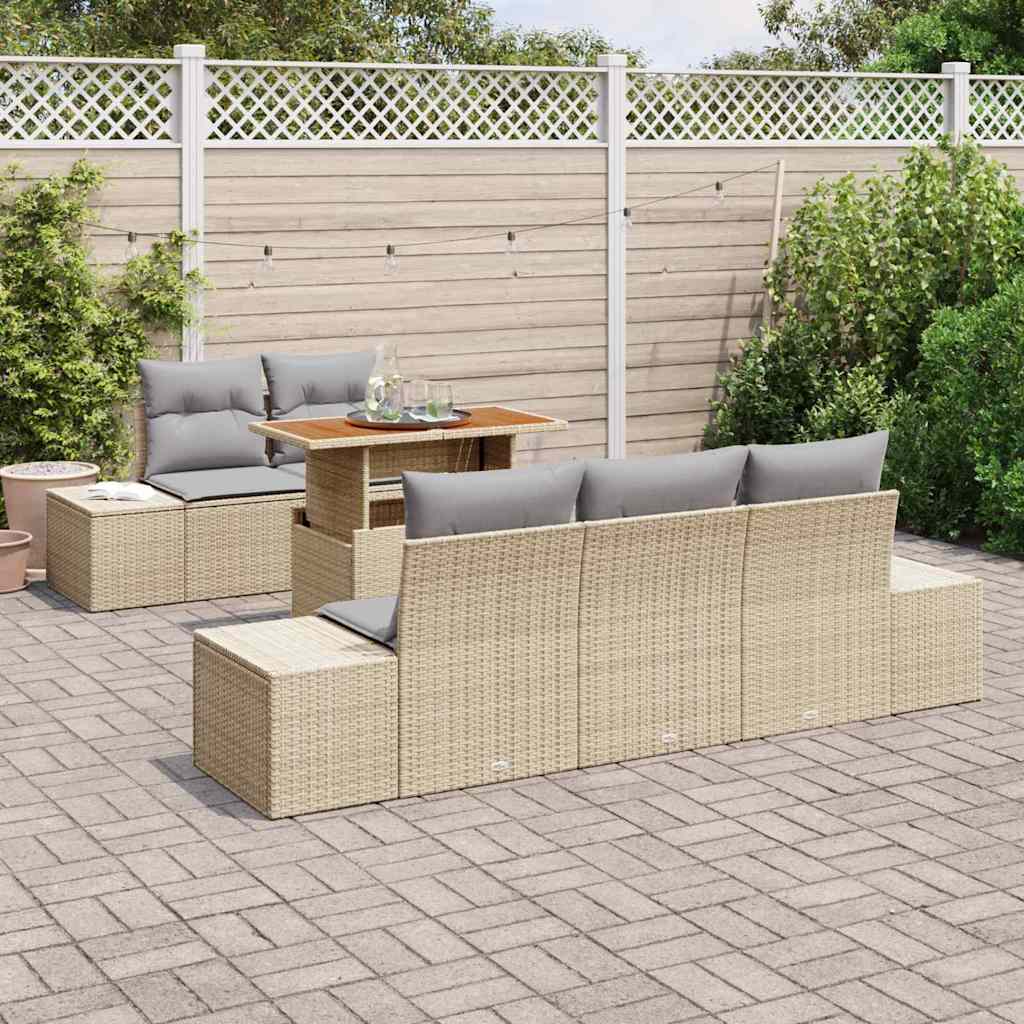 Kerti Kanapé Szett tárolóval 6 pcs Bézs Poli rattan