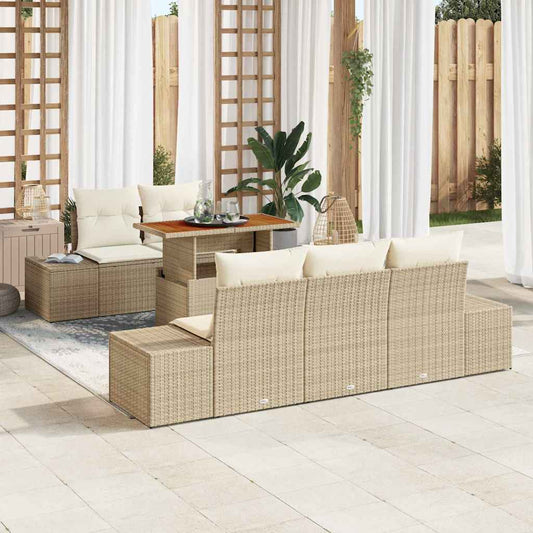 Kerti Kanapé Szett tárolóval 6 pcs Bézs Poli rattan