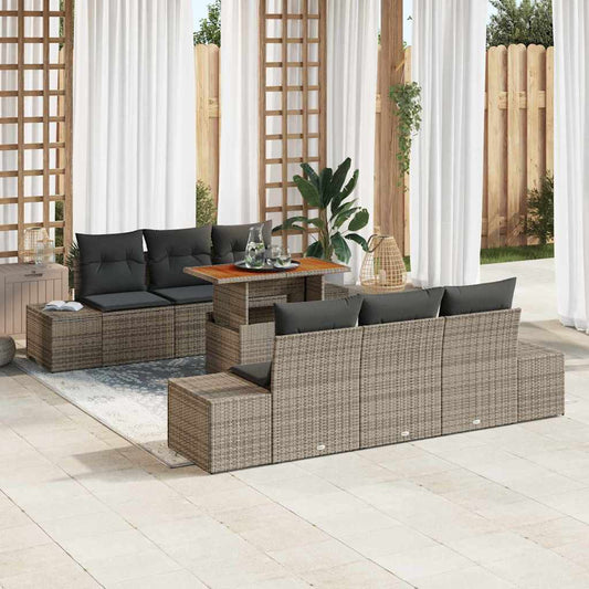 Kerti Kanapé Szett tárolóval 7 pcs Szürke Poli rattan