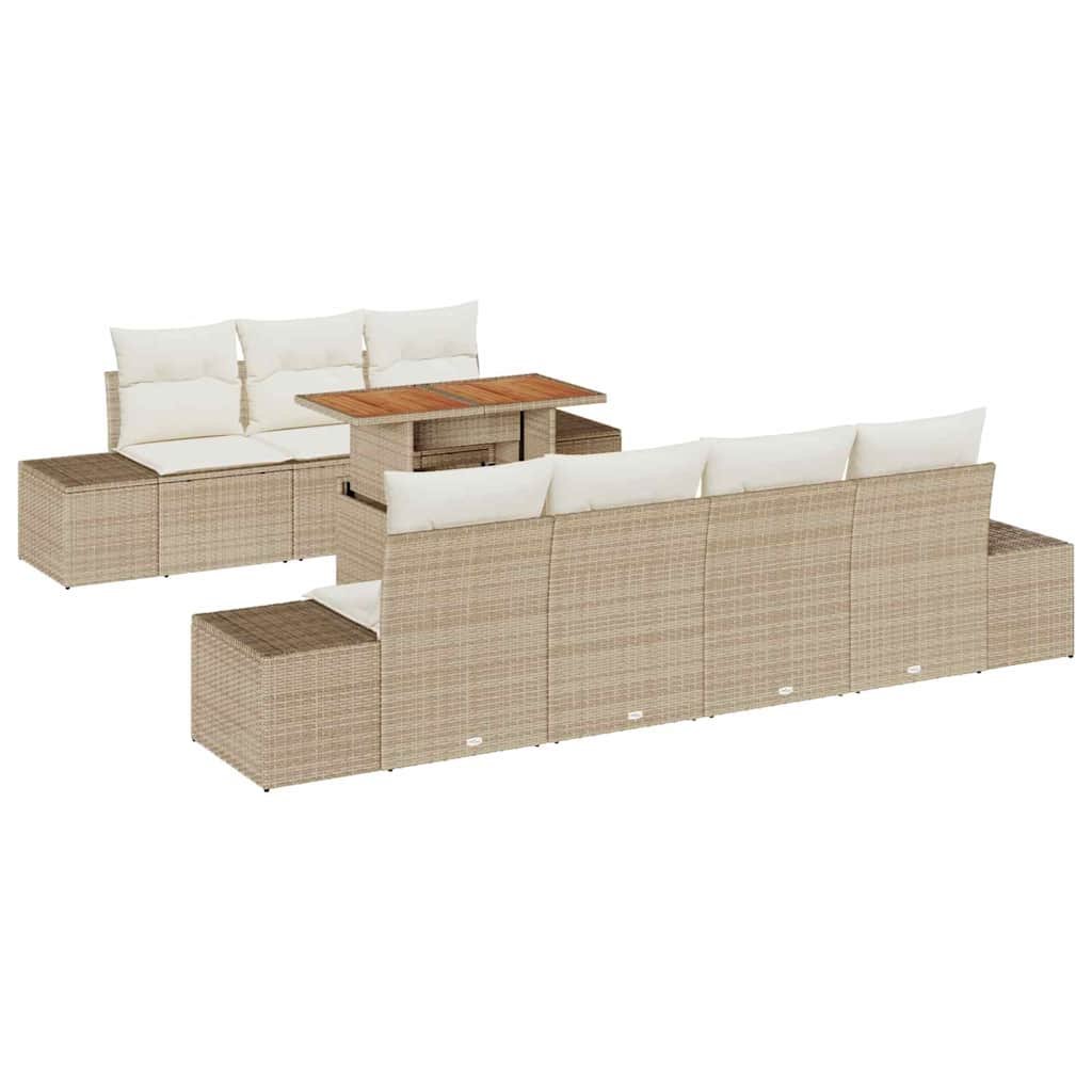 Kerti Kanapé Szett tárolóval 8 pcs Bézs Poli rattan