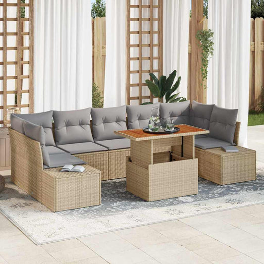 Kerti Kanapé Szett tárolóval 8 pcs Bézs Poli rattan
