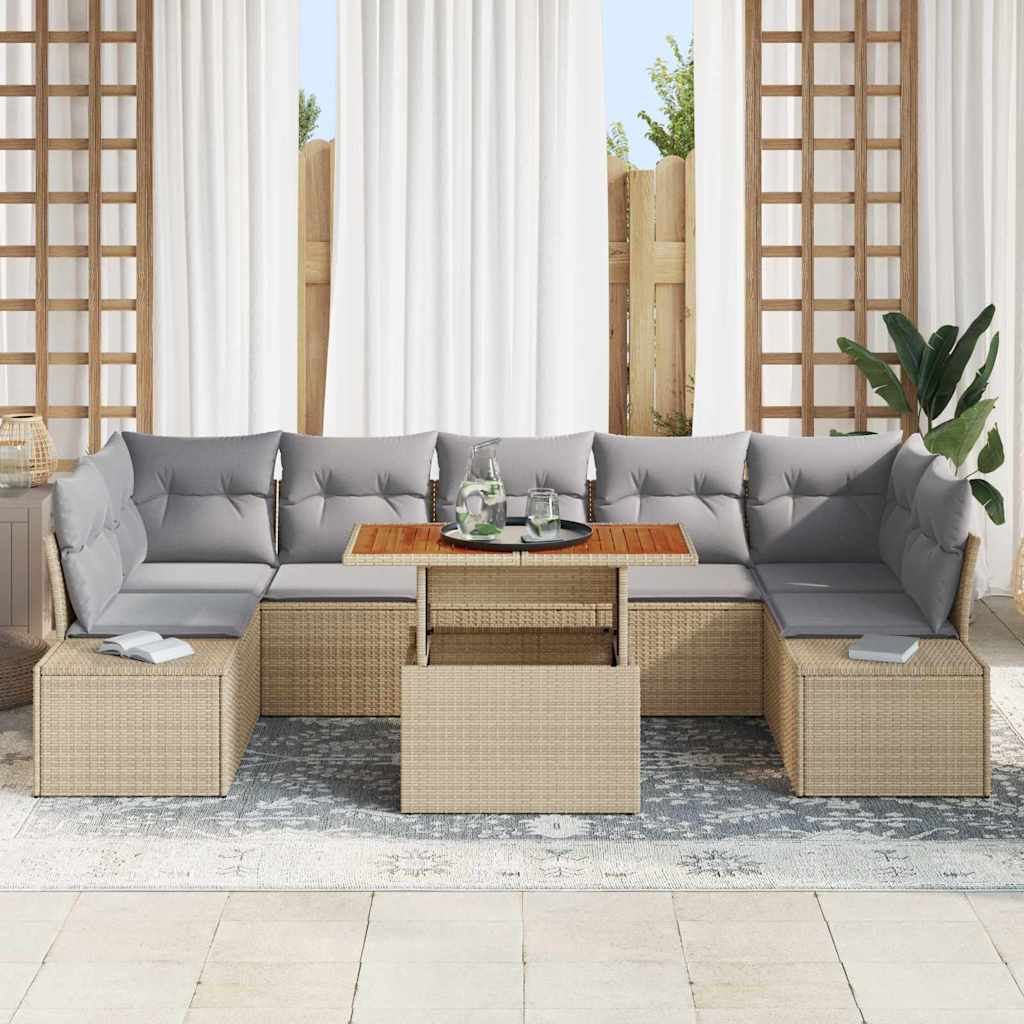 Kerti Kanapé Szett tárolóval 8 pcs Bézs Poli rattan