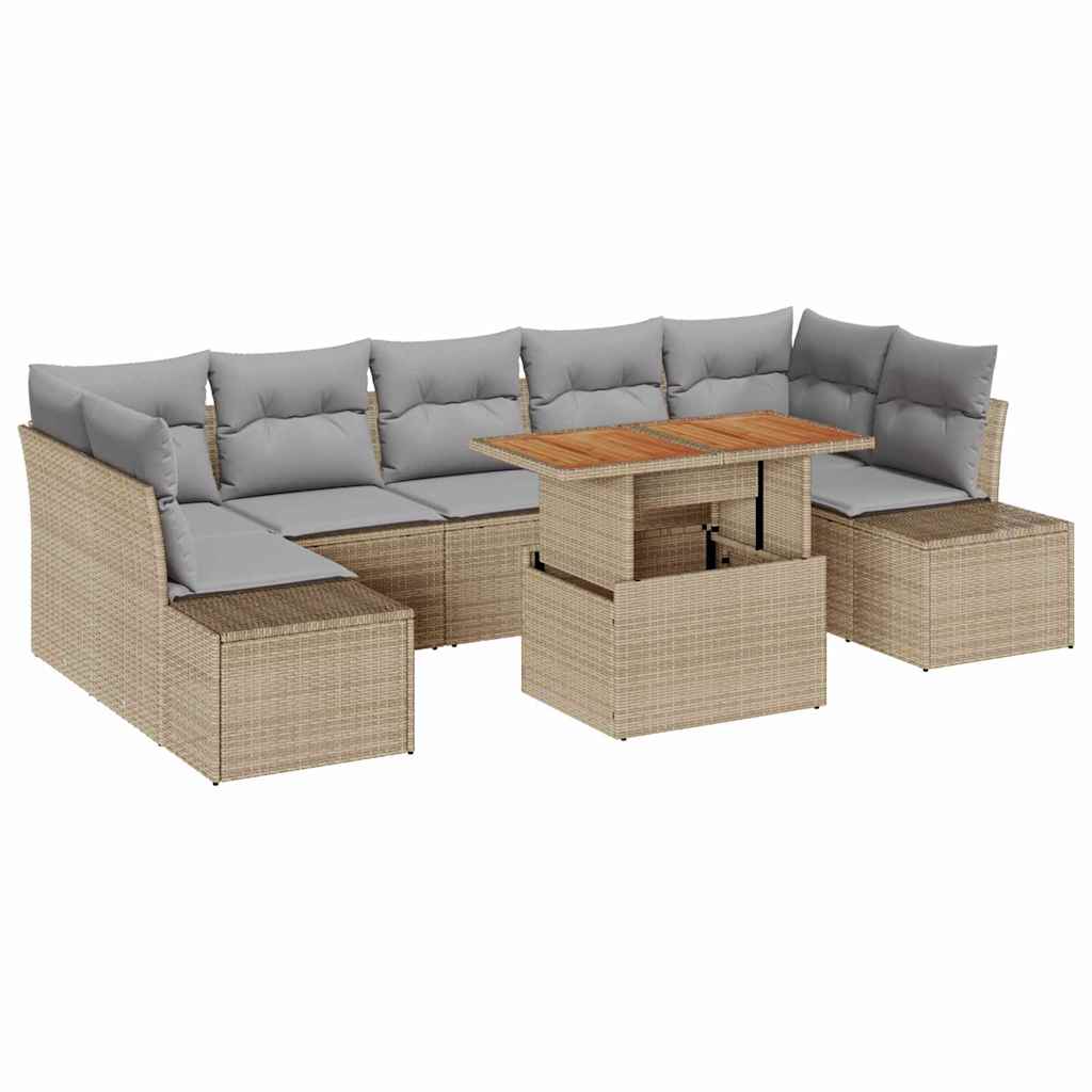 Kerti Kanapé Szett tárolóval 8 pcs Bézs Poli rattan