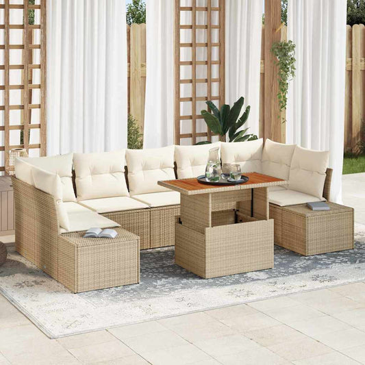 Kerti Kanapé Szett tárolóval 8 pcs Bézs Poli rattan