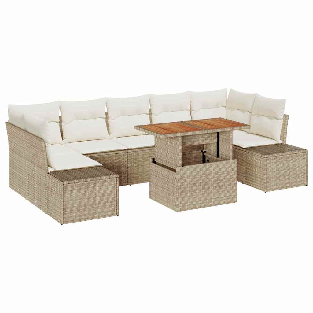 Kerti Kanapé Szett tárolóval 8 pcs Bézs Poli rattan