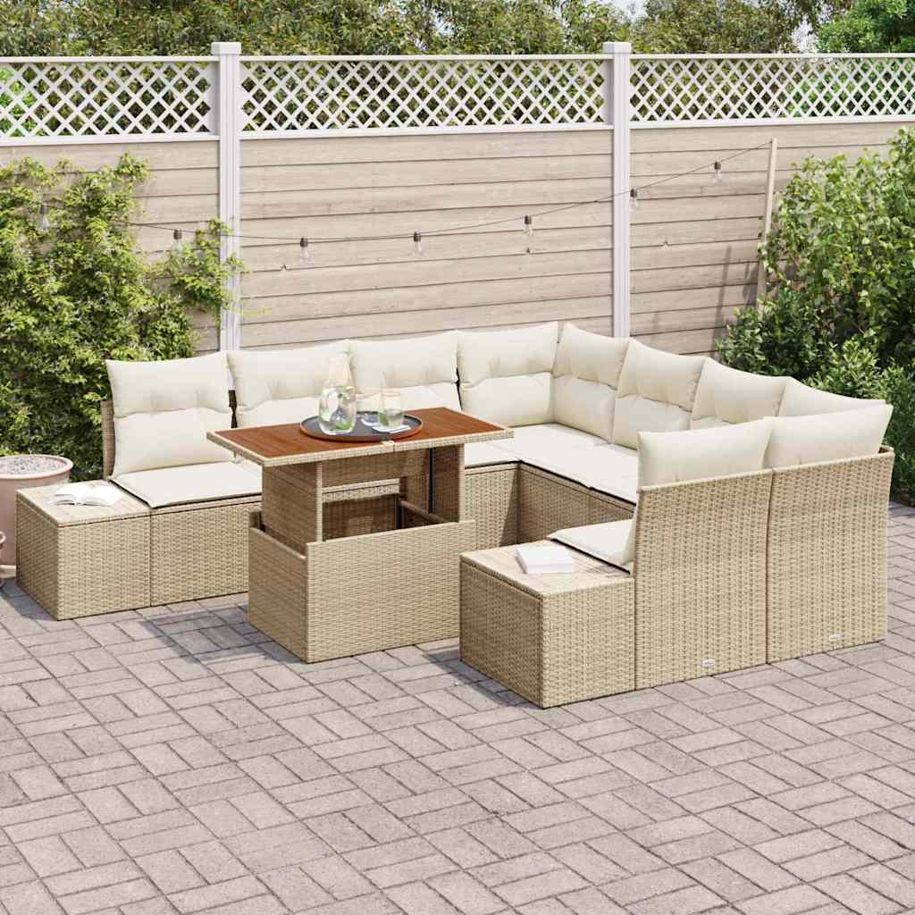 Kerti Kanapé Szett tárolóval 9 pcs Bézs Poli rattan