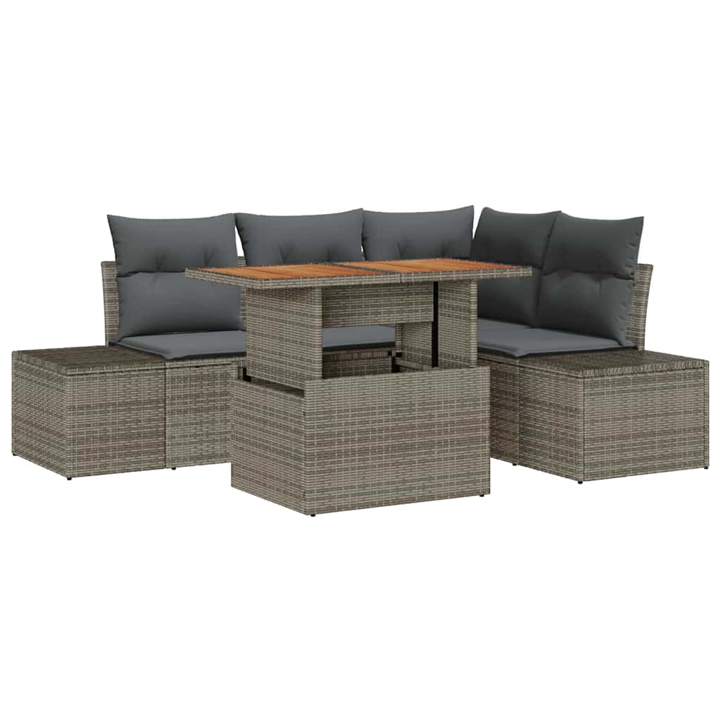 Kerti Kanapé Szett tárolóval 5 pcs Szürke Poli rattan