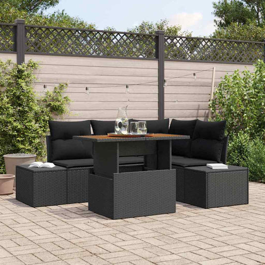 Kerti Kanapé Szett tárolóval 5 pcs Fekete Poli rattan