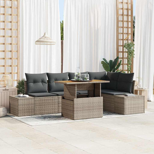 Kerti Kanapé Szett tárolóval 6 pcs Szürke Poli rattan