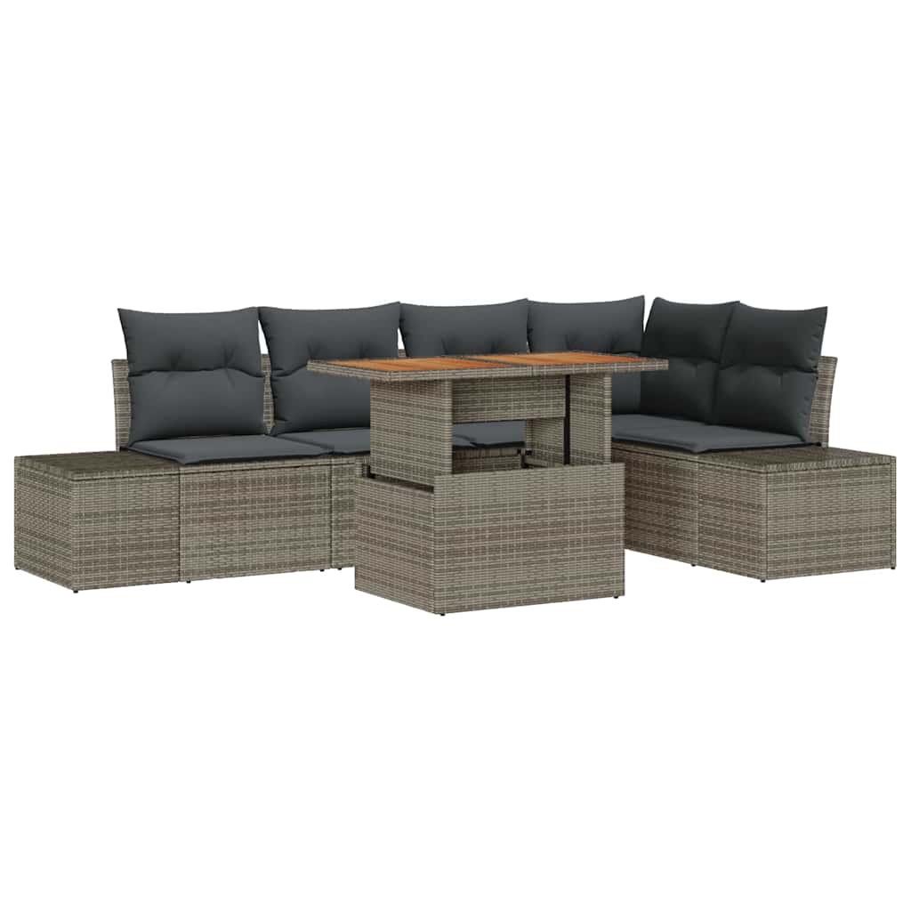 Kerti Kanapé Szett tárolóval 6 pcs Szürke Poli rattan