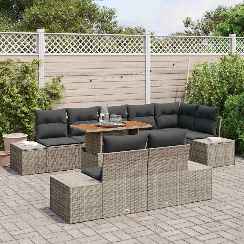 Kerti Kanapé Szett tárolóval 9 pcs Szürke Poli rattan