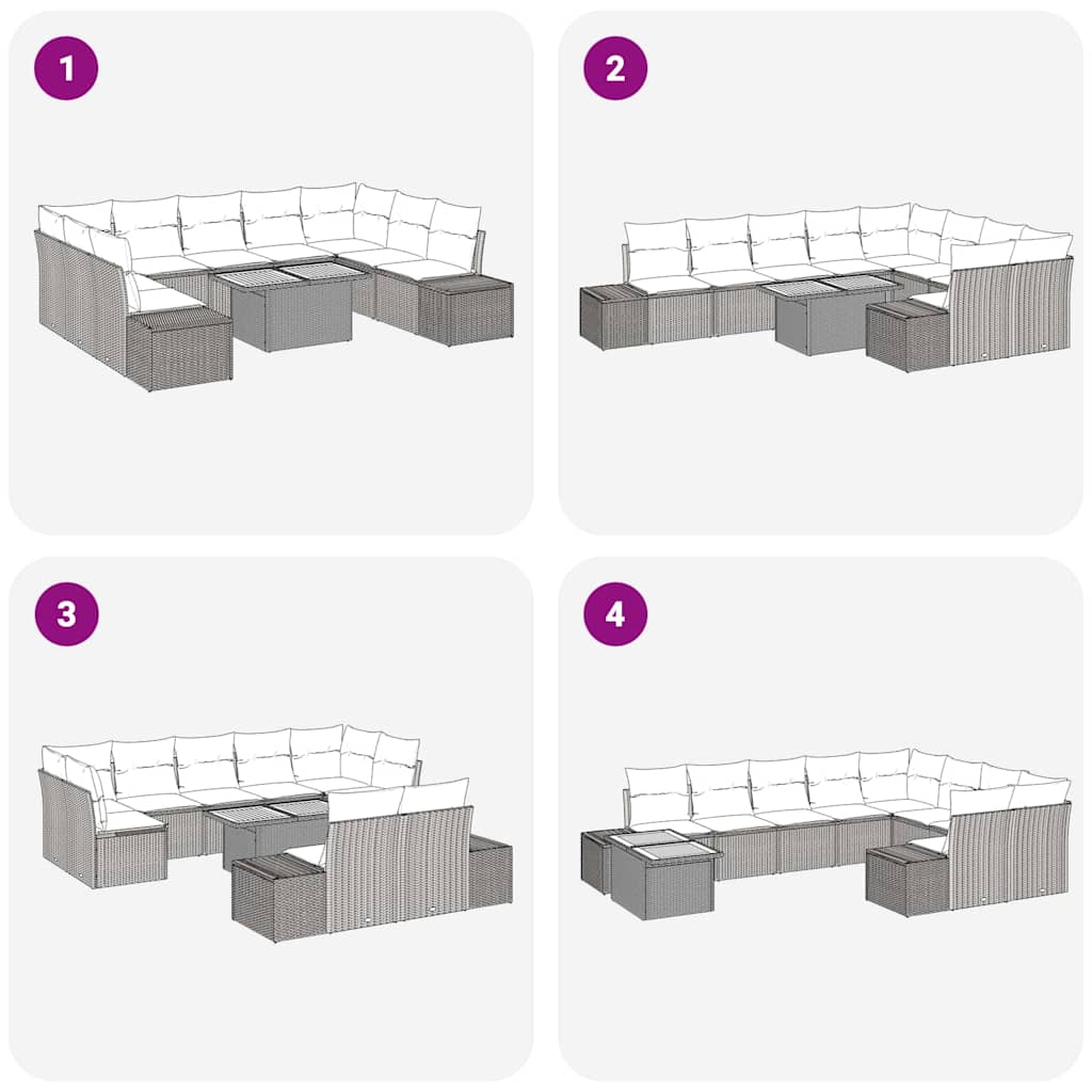 Kerti Kanapé Szett tárolóval 10 pcs Bézs Poli rattan