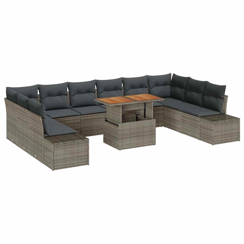 Kerti Kanapé Szett tárolóval 11 pcs Szürke Poli rattan