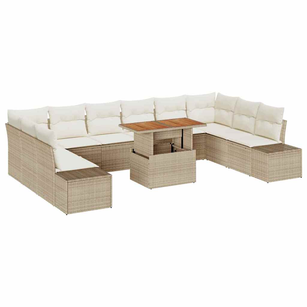 Kerti Kanapé Szett tárolóval 11 pcs Bézs Poli rattan