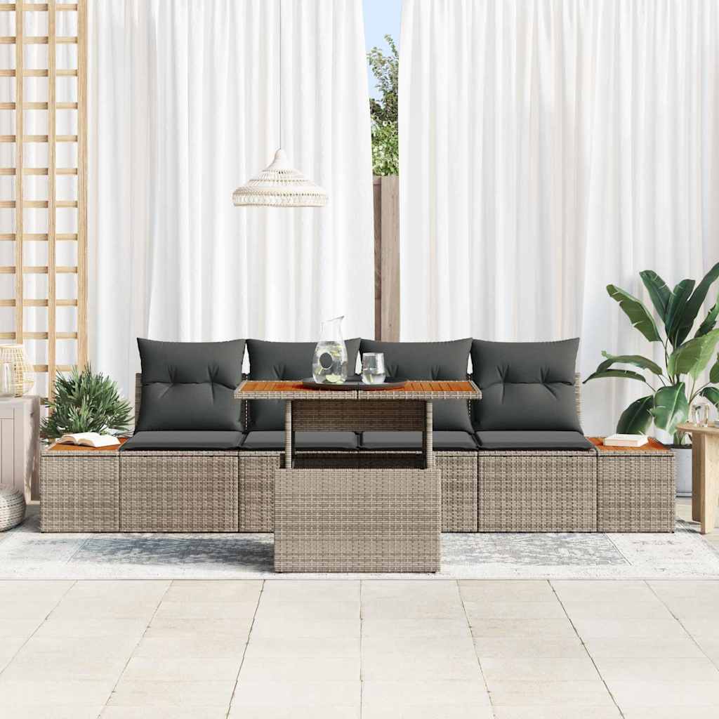 Kerti Kanapé Szett tárolóval 5 pcs Szürke Poli rattan