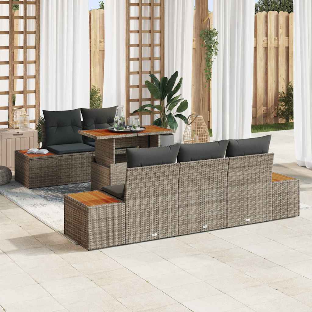 Kerti Kanapé Szett tárolóval 6 pcs Szürke Poli rattan