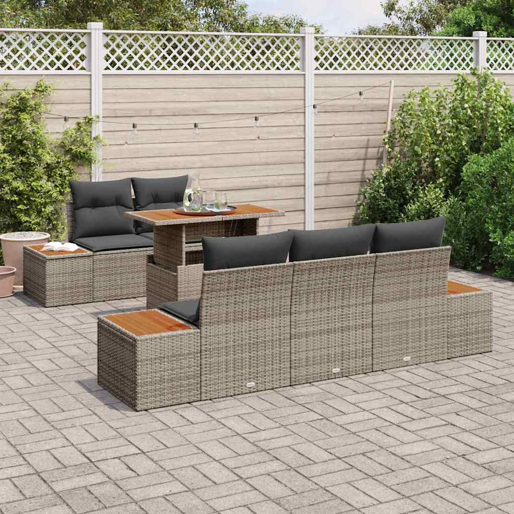 Kerti Kanapé Szett tárolóval 6 pcs Szürke Poli rattan