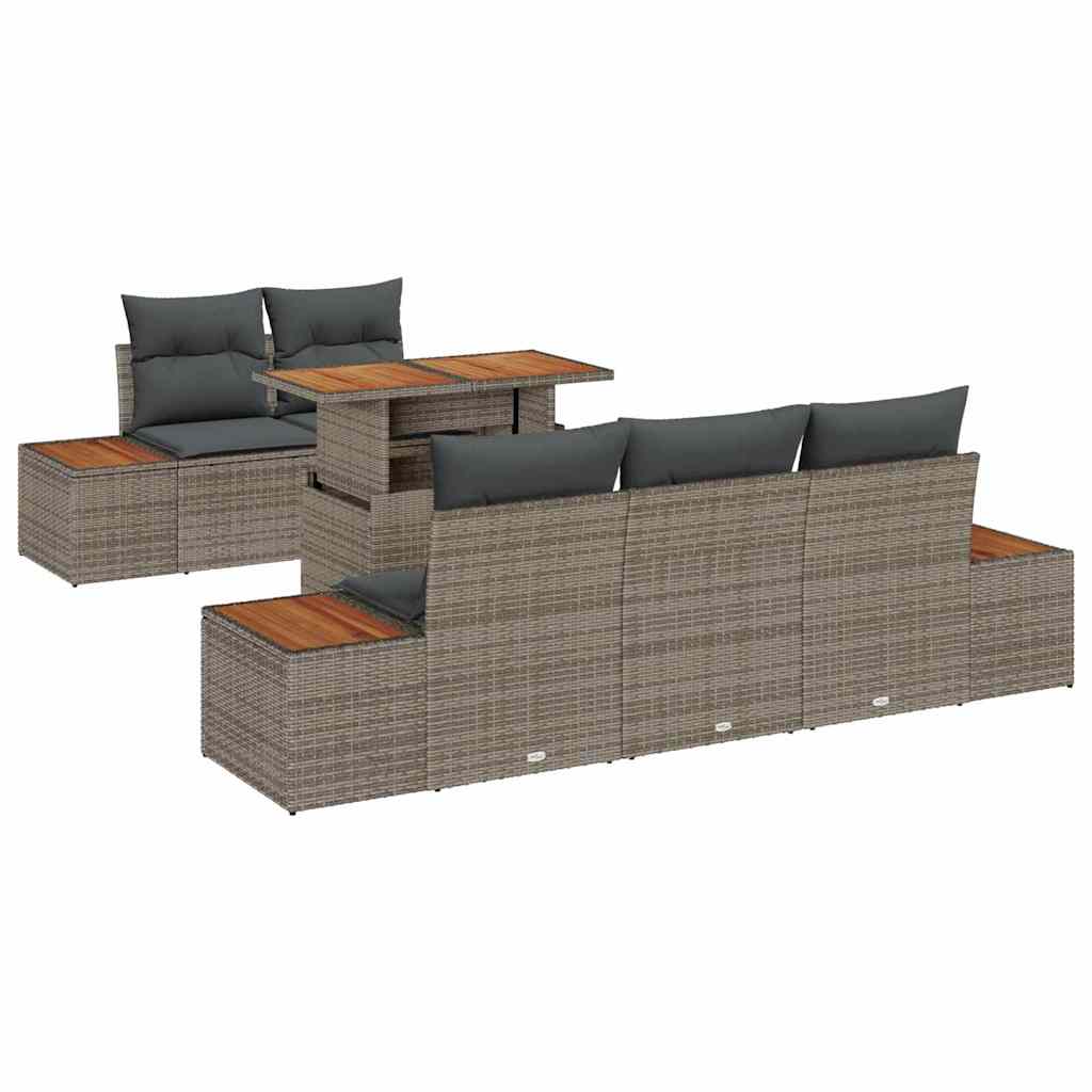 Kerti Kanapé Szett tárolóval 6 pcs Szürke Poli rattan