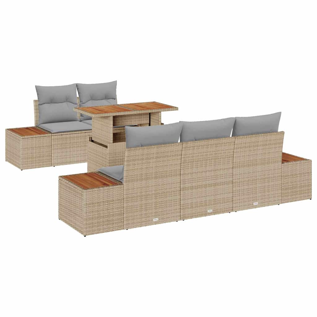 Kerti Kanapé Szett tárolóval 6 pcs Bézs Poli rattan