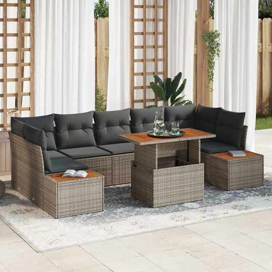 Kerti Kanapé Szett tárolóval 8 pcs Szürke Poli rattan